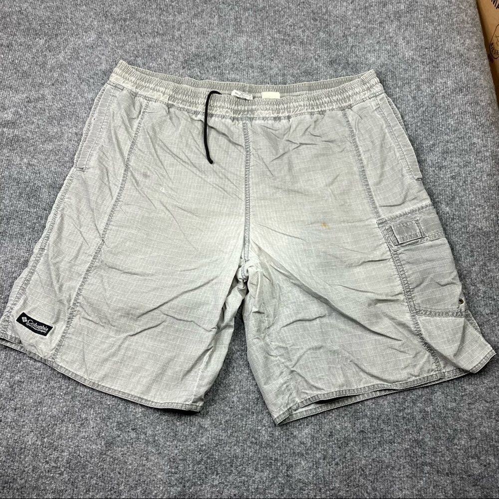 Columbia Men's Grey Swim Trunk Size M cargo‎ style pocket Lined